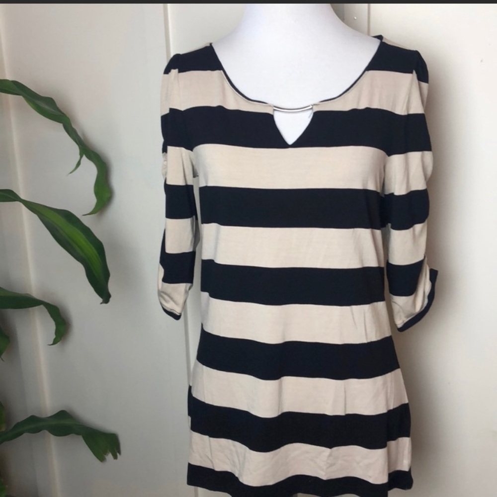 White House Black Market Striped Tee M